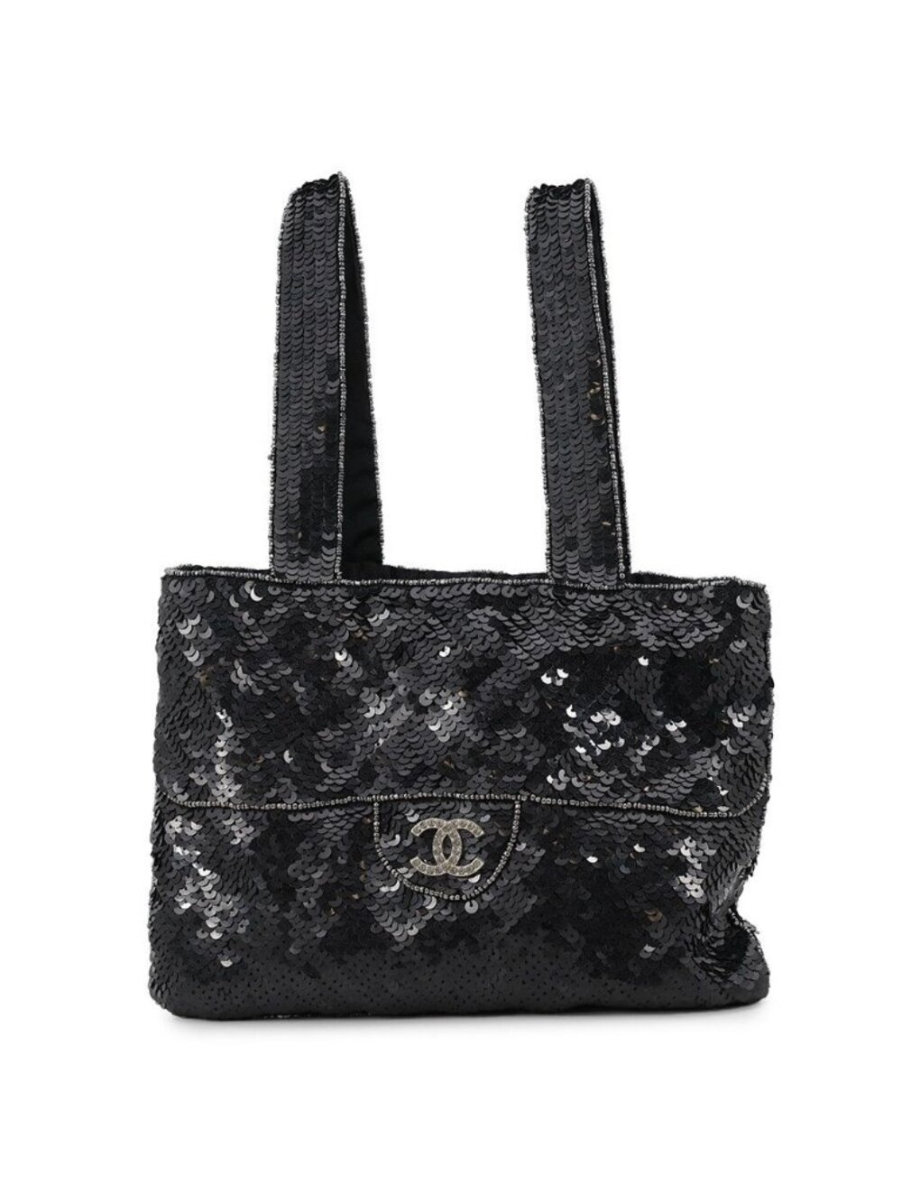 Chanel Handbag Mini CC Logo Sequin Beads Rhinestone Bag Black